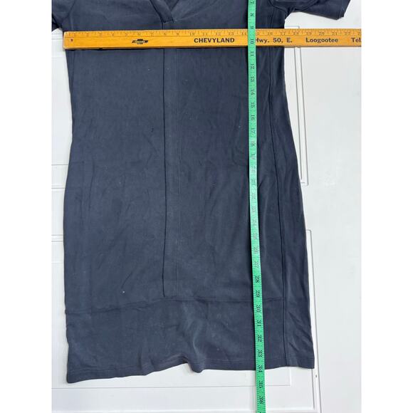 ATHLETA Sweatshirt Dress Short Sleeve Slit V Neck Black Size Small S - Picture 5 of 6